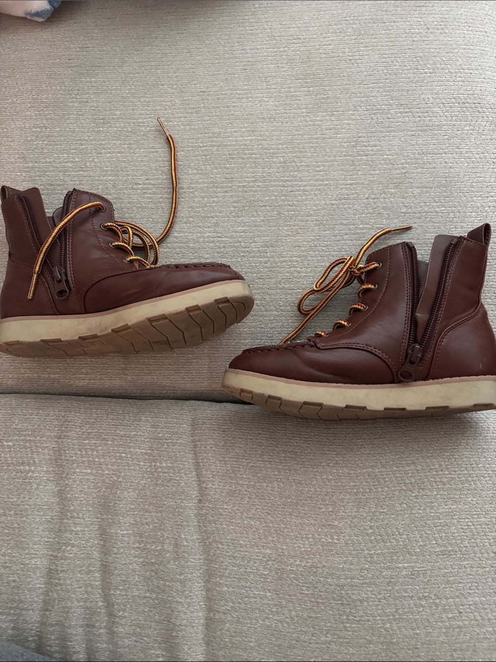 Cat & Jack Brown Lace-Up Side-Zip Kids Boots